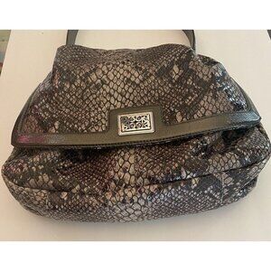 Brighton Gray Olive Leather Mock Snake Skin Shoulder Bag  Shiny Y2K MSRP…